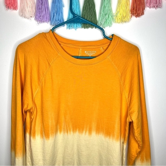 Athleta Orange Tie Dye Ombré Pullover Crewneck Sweatshirt Size Extra Small - Picture 6 of 16